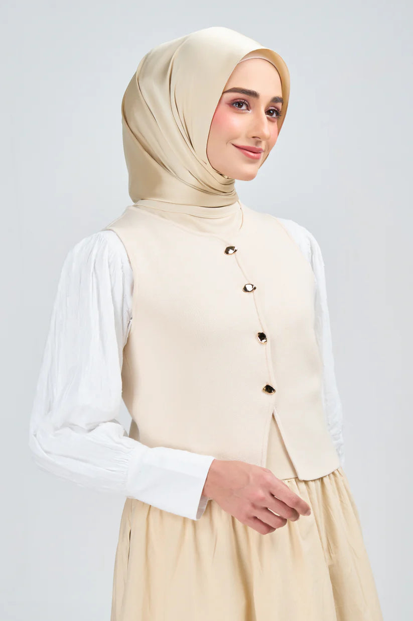 Hoodie Armani Satin de Soie- Beige vanille.