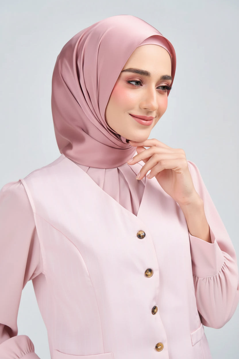 Hoodie Armani Satin de Soie- Rose Nude.