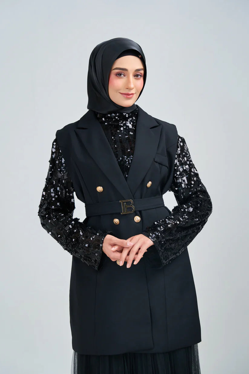 Hoodie Armani Satin de Soie – Noir Corbeau