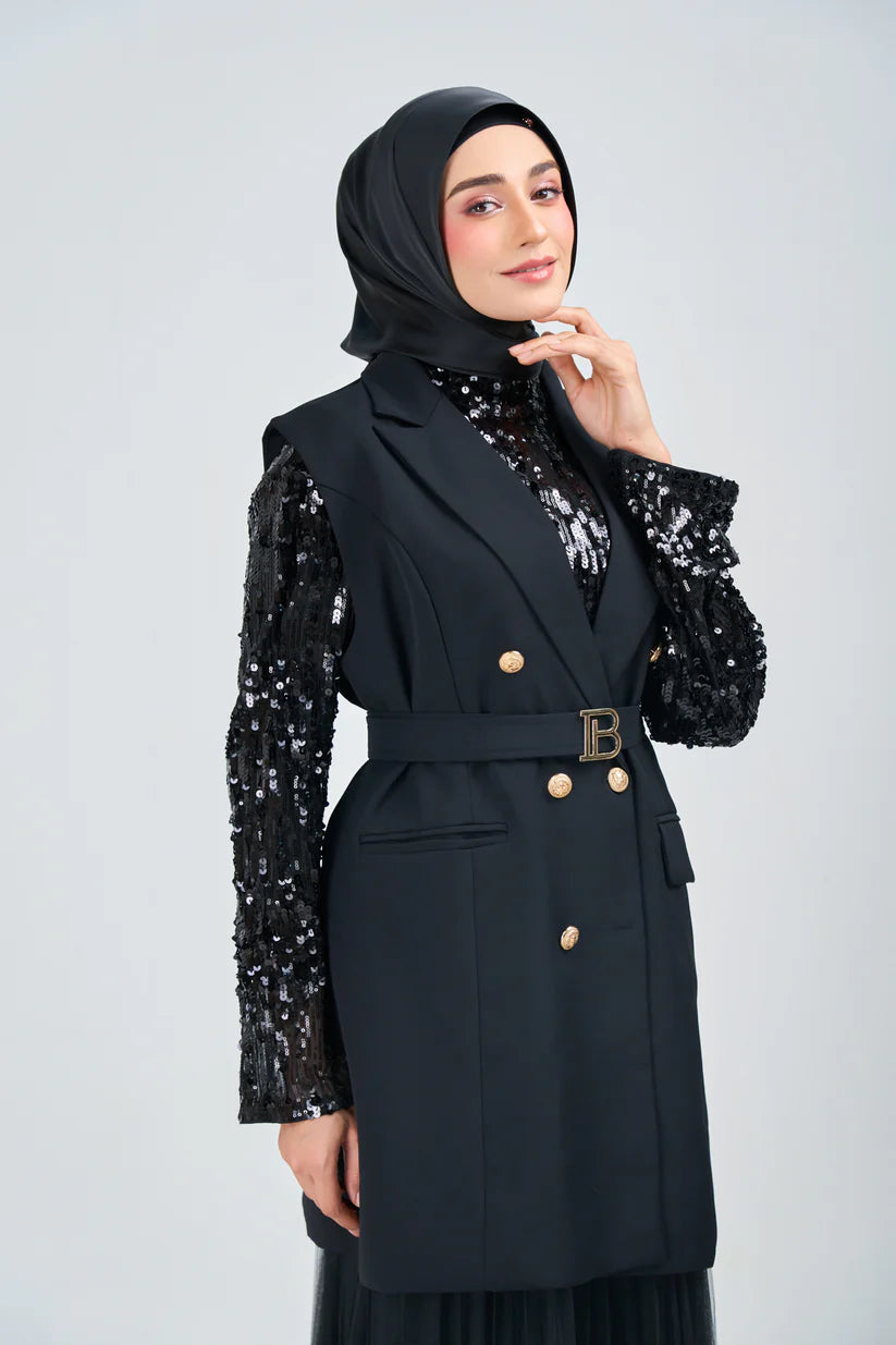 Hoodie Armani Satin de Soie – Noir Corbeau