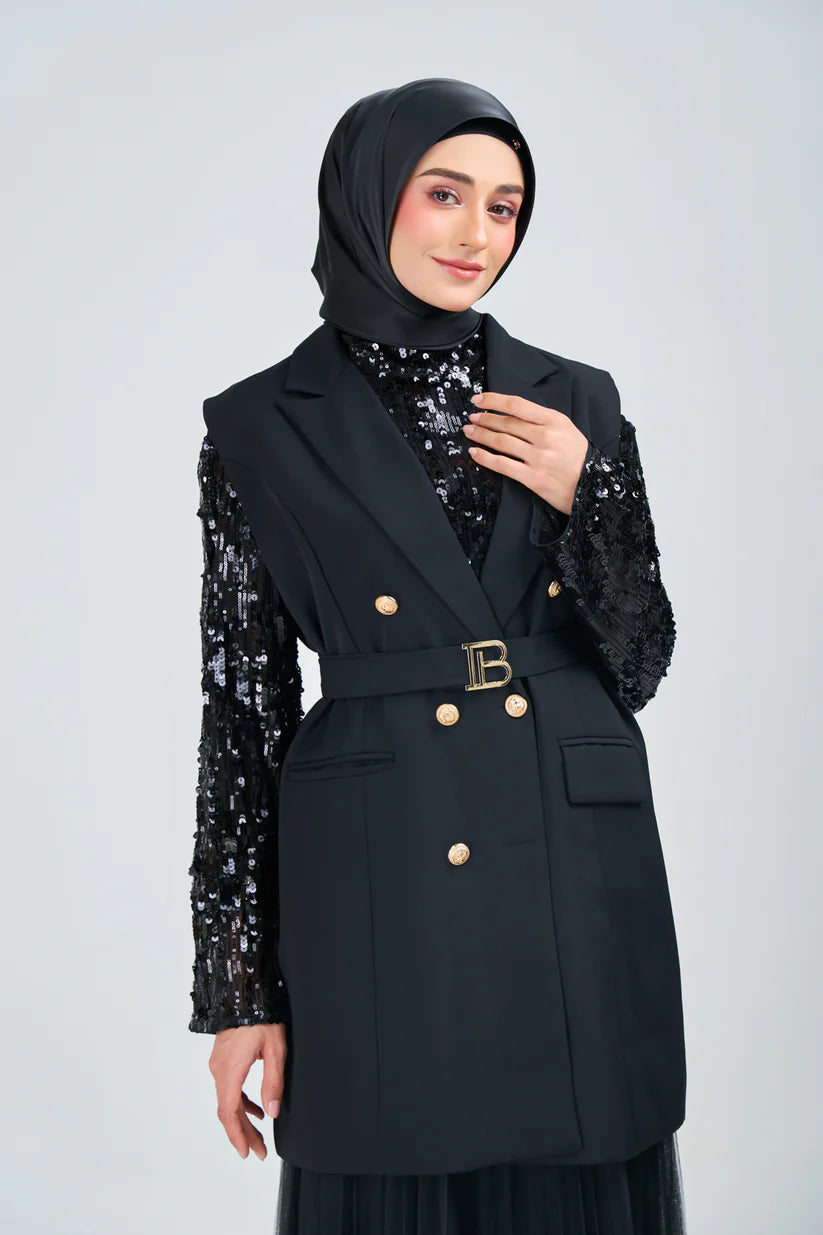 Hoodie Armani Satin de Soie – Noir Corbeau