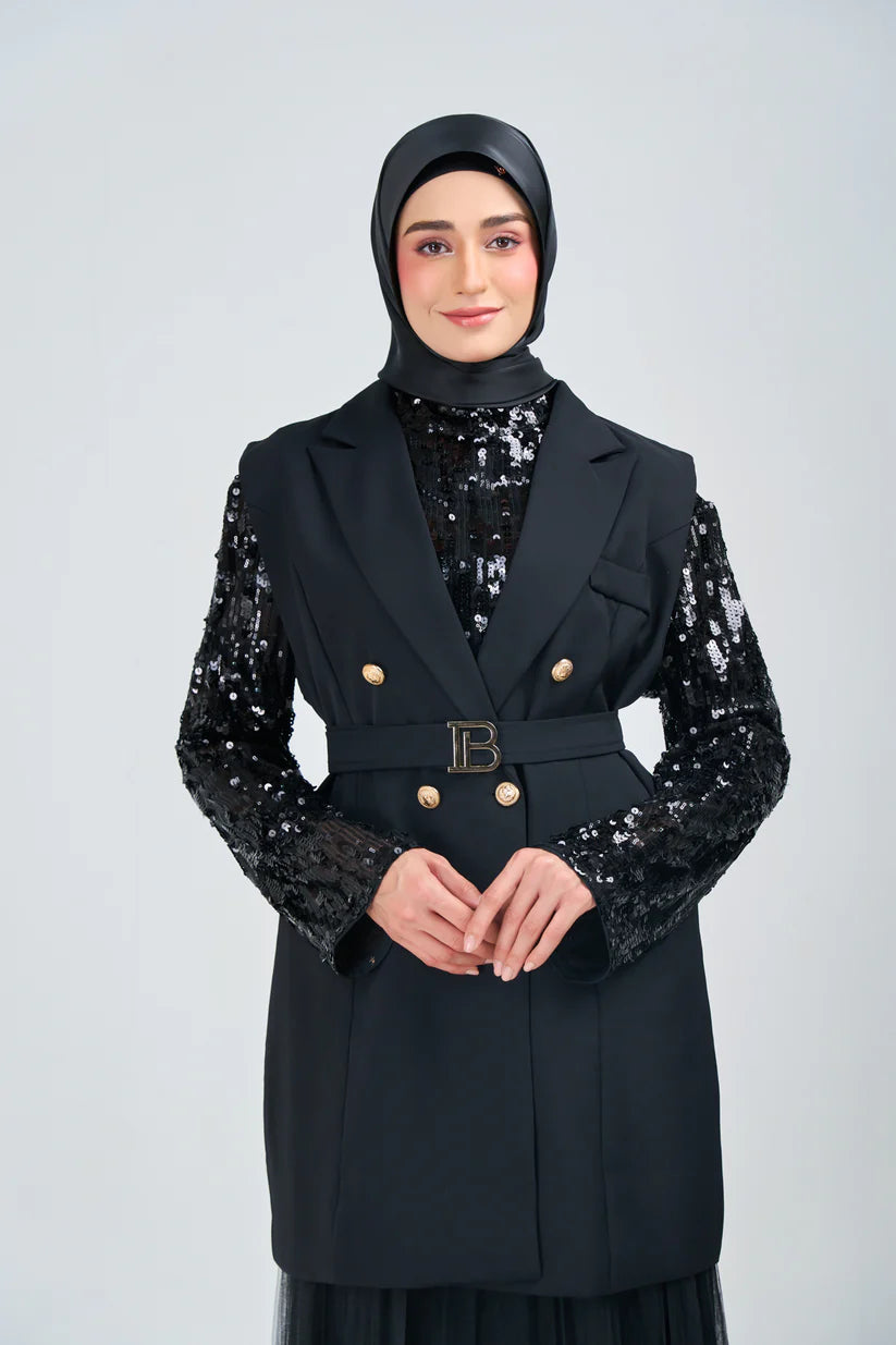 Hoodie Armani Satin de Soie – Noir Corbeau