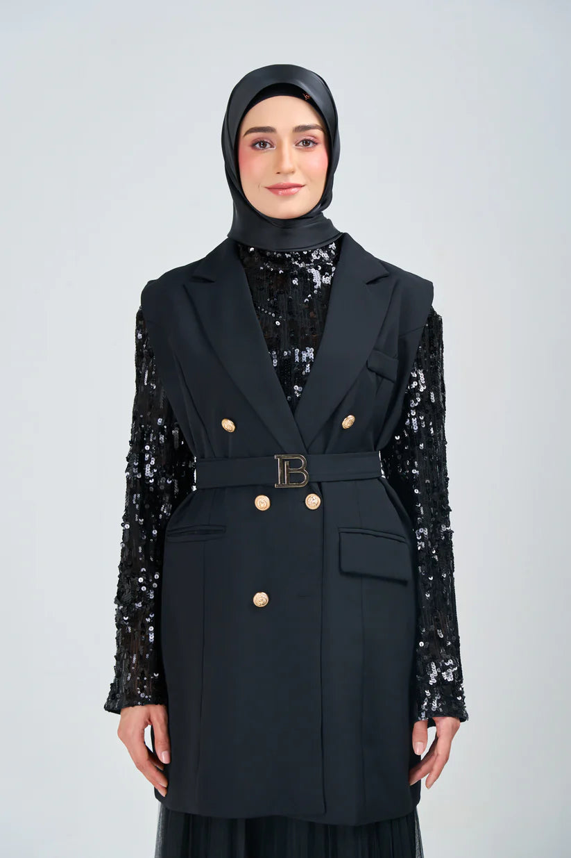 Hoodie Armani Satin de Soie – Noir Corbeau