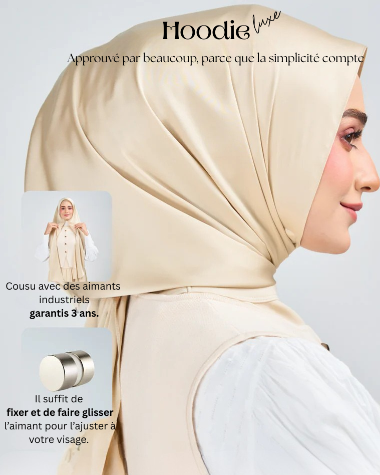 Hoodie Armani Satin de Soie- Beige vanille.